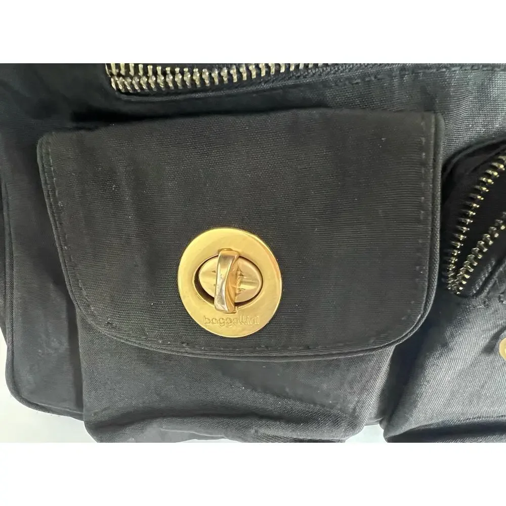 Baggallini San Marino Black‎ Nylon Satchel Tote Shoulder Travel Bag